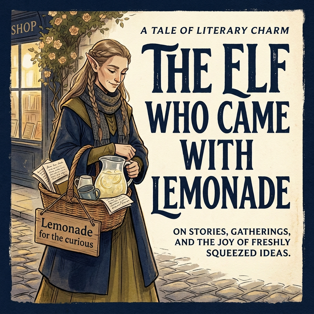 Illustrated cover reading “A Tale of Literary Charm: The Elf Who Came with Lemonade,” with an elf carrying lemonade, Volume III, The Ink & Oak Review, Autumn.